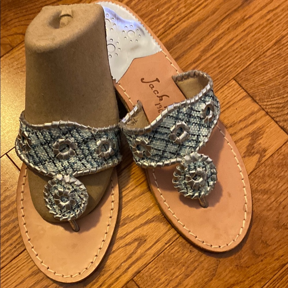 Jack Rogers Blue/Silver Thong Sandals